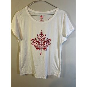 Eh! Women T-Shirt Canadian Maple Leaf Graphic White Size L
